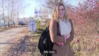 Blonde Czech amateur bangs outdoor