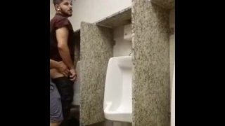 Cruising for sex and breeding a slut at a urinal while being watched