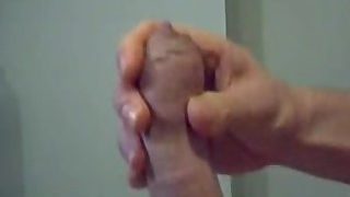 gorgeous head on an uncut long cock and a nice load of cum