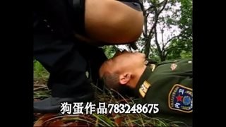 chinese soldier men play slave