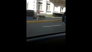Horny milf masturbates in her car right on the street