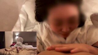 温泉旅行中のホテルで主観フェラと丸見え立ちバックSEXで乱れました。 Japanese Amateur Blowjob and Back in Travel – えむゆみカップル