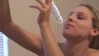 Heather deepthroats dildo