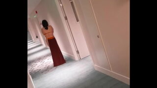Beijing Dom: Chinese slave walking in hotel