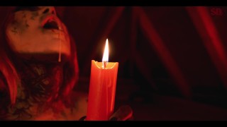 BBW Sabien DeMonia striptease and candle hardcore solo wax play, masturbation and piss