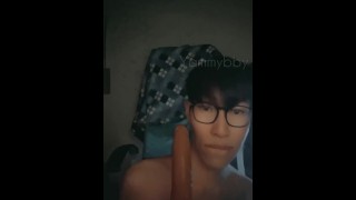 Sissy twink asian boy horny before bed