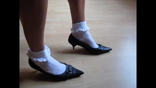 shoeplay in leather high heels and girlie socks – Isabelle-Sandrine knows how to tease