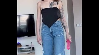 Backstage Blowjob during Anal Toys Solo with Hot Tattoo Teen – Vertical POV