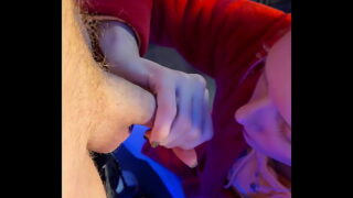 Cocksucking milf drops to knees for hard fuck until creampie