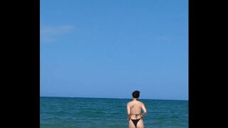 Fucking my Asian girlfriend in a tent on a public beach. I cum inside!